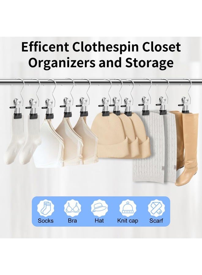 Senbowe Clothes Pins 30-Pack Laundry Hook Hangers Clothes Hanger Clips for Closet Organizer Socks Towels Clips Heavy Duty Clothespins Bulk Clothes Hanger Clips (Black,Beige White,Pink) - Image 4
