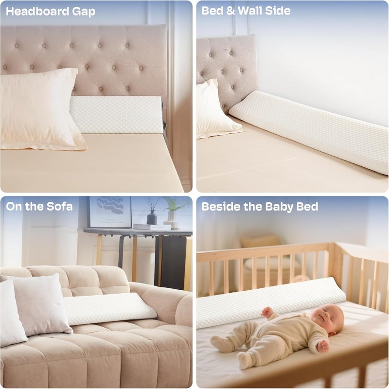 Simpledad King Size Bed Wedge Pillow Headboard, Pillow Wedge for Headboard Gap(0-8"), Mattress Gap Filler Wedge, Stop Items Falling and Get Quality Sleep,Ergonomic Design, Non-Slip, Breathable(76"X10"X6") - Image 2