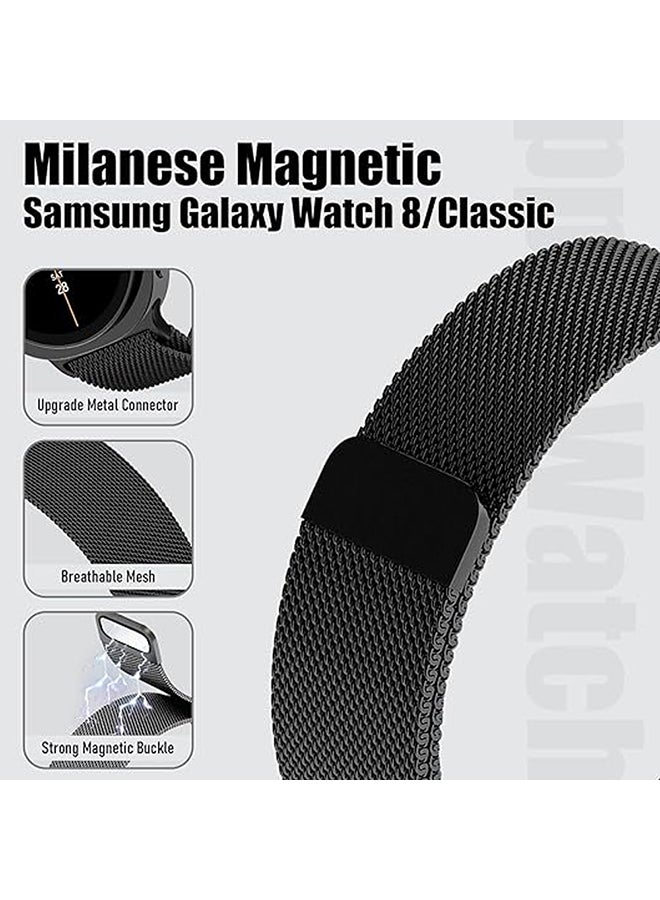O Ozone Milanese Loop Metal Band for Samsung Galaxy Watch 8 Band 40mm 44mm/8 Classic 46mm Women Men,Mesh Magnetic Stainless Steel Replacement Strap - Black - Image 3
