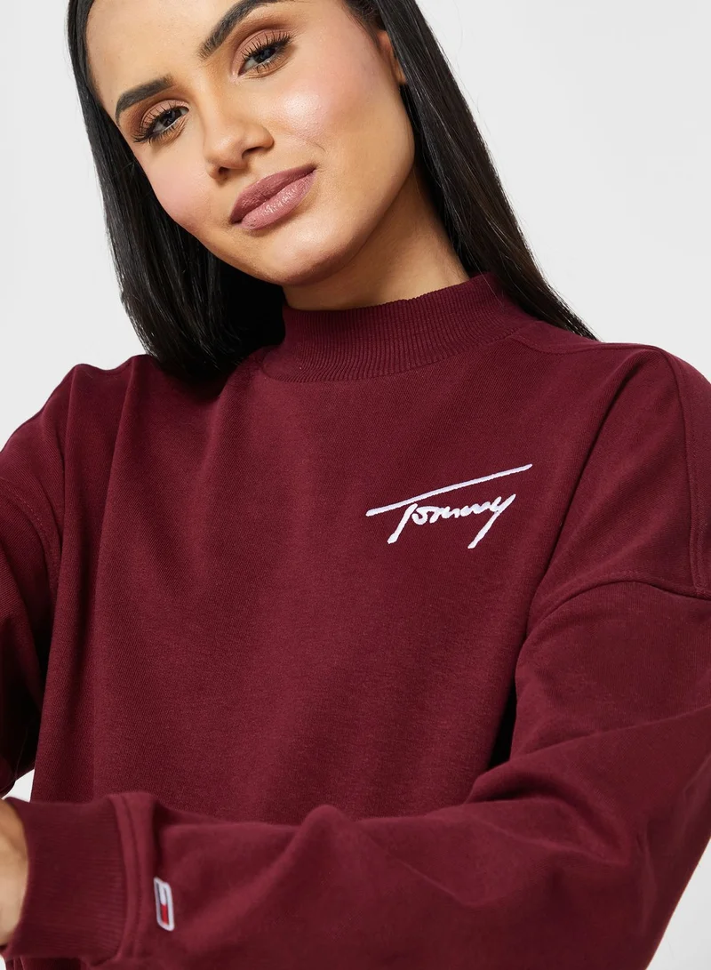 TOMMY JEANS High Neck Logo Crop Sweatshirt