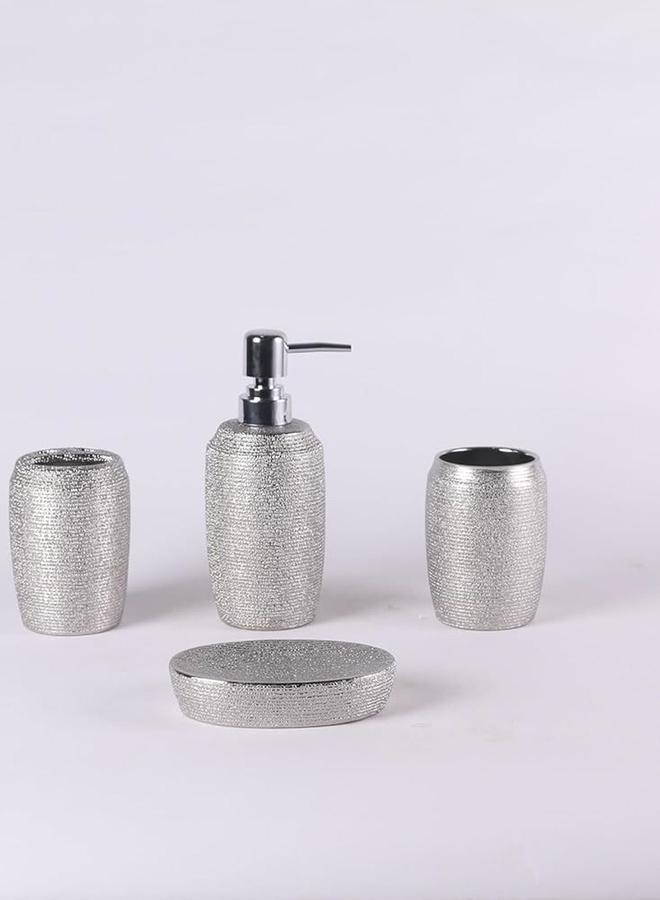 Orchid 4-Pieces Shimmer Look Bathroom Set, Silver - Image 2