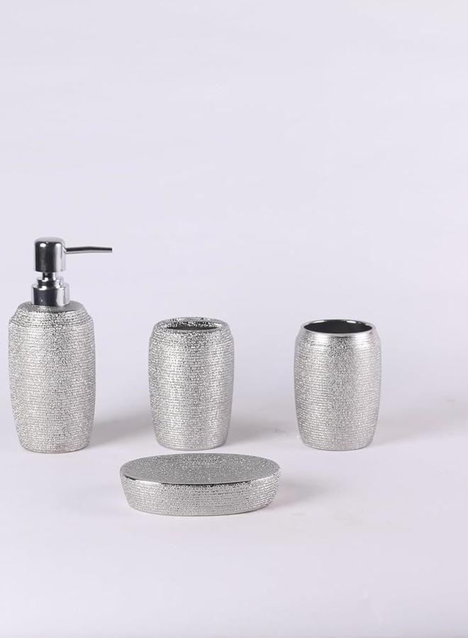 Orchid 4-Pieces Shimmer Look Bathroom Set, Silver - Image 1