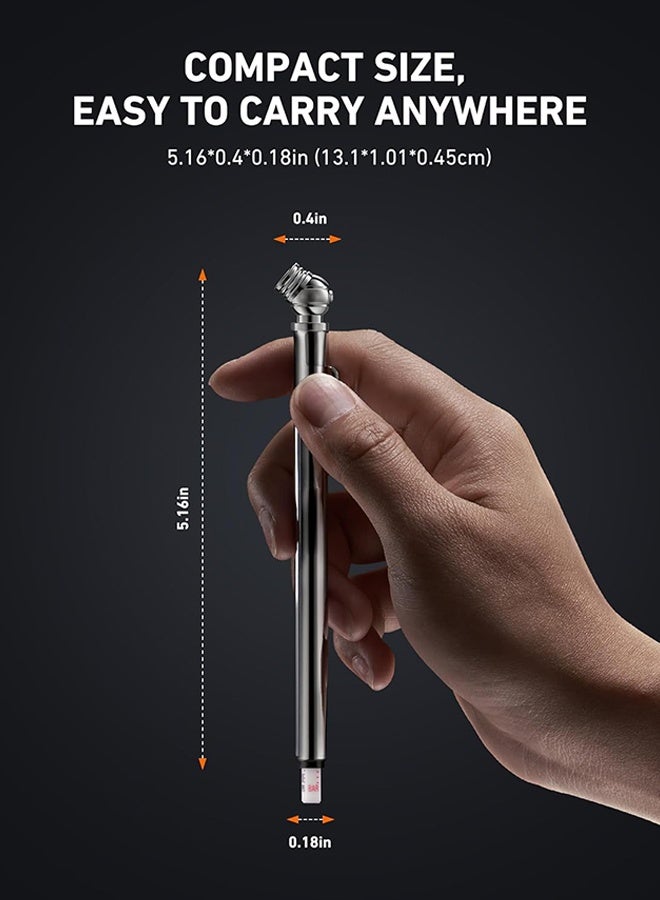 Wffo 2 PCS Pencil Tire Pressure Gauge, Portable Stainless Steel Barometer Tire Pressure Gauge, Practical Diagnostic Accessory, Suitable for Most Cars Trucks SUVs (Silver) - Image 2