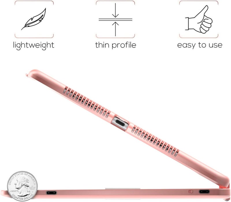 Typecase Touch Keyboard Case for iPad 9th/8th/7th Gen - 360° Rotatable with Trackpad, 11-Color Backlight, Pencil Holder, Rose Gold - Image 4