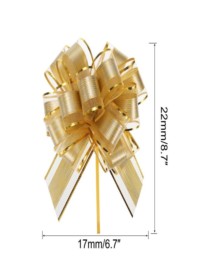 MECCANIXITY 20pcs 7 Inch Large Pull Bow Gift Wrapping Bows Ribbon Organza Champagne Gold for Wedding Baskets Presents Christmas Party - Image 2