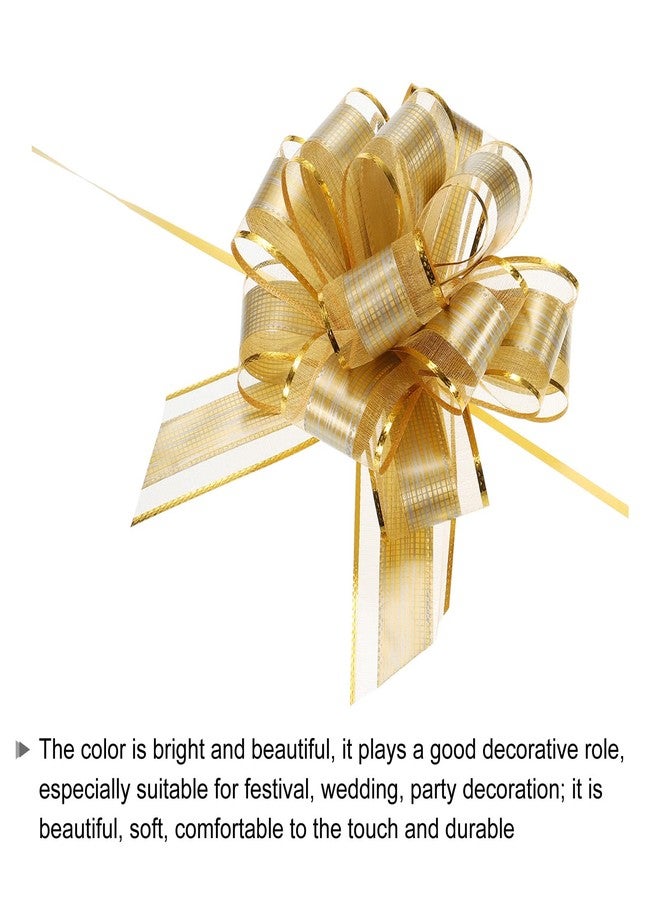 MECCANIXITY 20pcs 7 Inch Large Pull Bow Gift Wrapping Bows Ribbon Organza Champagne Gold for Wedding Baskets Presents Christmas Party - Image 4