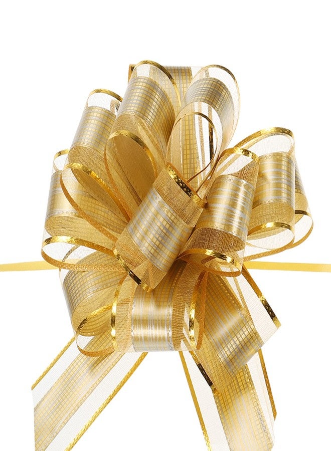 MECCANIXITY 20pcs 7 Inch Large Pull Bow Gift Wrapping Bows Ribbon Organza Champagne Gold for Wedding Baskets Presents Christmas Party - Image 1