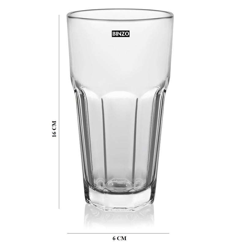 BINZO 500 ml Big Glass Set of 6 for Mocktail Cold Drinks Cocktails Ice Tea Shake Juice Water Drinking Glasses Stackable Heavy Tumbler Glassware for Home Everyday Use - Image 2