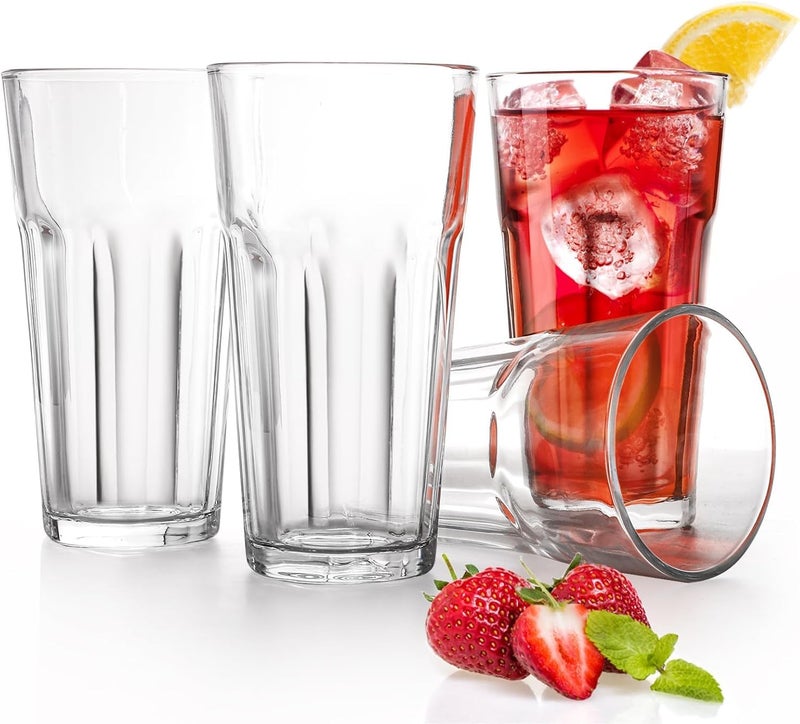 BINZO 500 ml Big Glass Set of 6 for Mocktail Cold Drinks Cocktails Ice Tea Shake Juice Water Drinking Glasses Stackable Heavy Tumbler Glassware for Home Everyday Use - Image 3