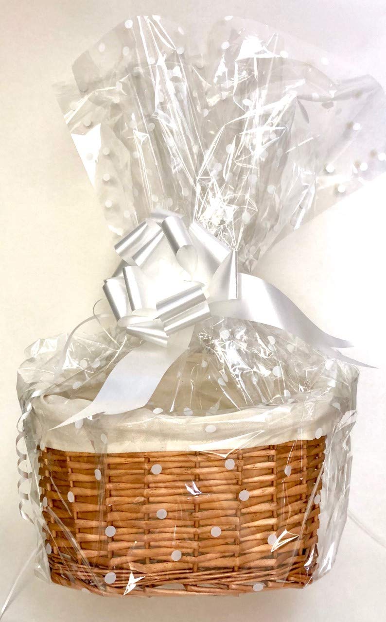 dreamus Make Your Own Hamper Kit, Oval High back Willow Basket which includes Bow & Cellophane Small Medium Or Large Gift Xmas (large) - Image 1