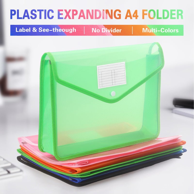Tamaki Plastic Expanding File Folder, Transparent envelopes with Snap Closure, No Dividers, Large Capacity, Fit Letter/A4 Size (Green) - Image 3