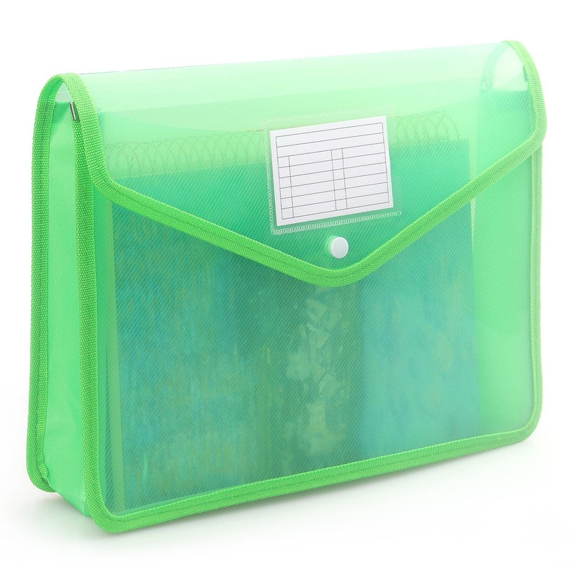 Tamaki Plastic Expanding File Folder, Transparent envelopes with Snap Closure, No Dividers, Large Capacity, Fit Letter/A4 Size (Green) - Image 1