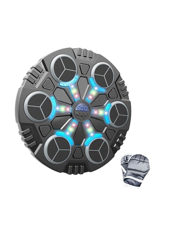 آلة ملاكمة موسيقية ذكية مع شاشة عرض ولمبات LED - 4 مستويات سرعة، أوضاع إضاءة متعددة، تُثبت على الحائط، تشمل قفازات، للأطفال والكبار 🎯🥊 - Image 1