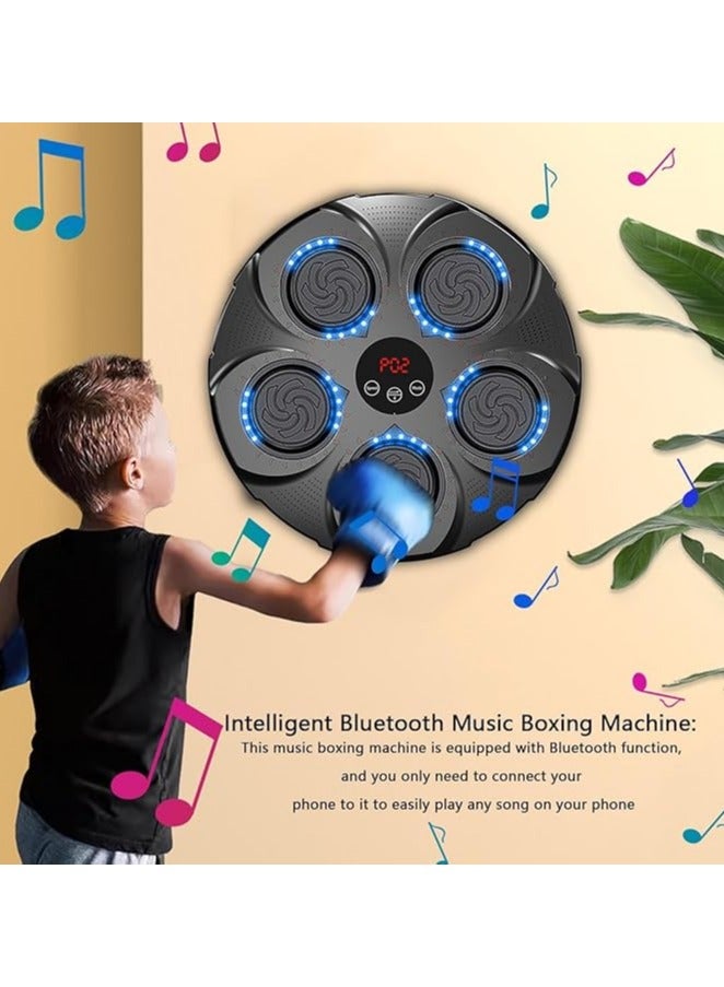 آلة ملاكمة موسيقية ذكية مع شاشة عرض ولمبات LED - 4 مستويات سرعة، أوضاع إضاءة متعددة، تُثبت على الحائط، تشمل قفازات، للأطفال والكبار 🎯🥊 - Image 2