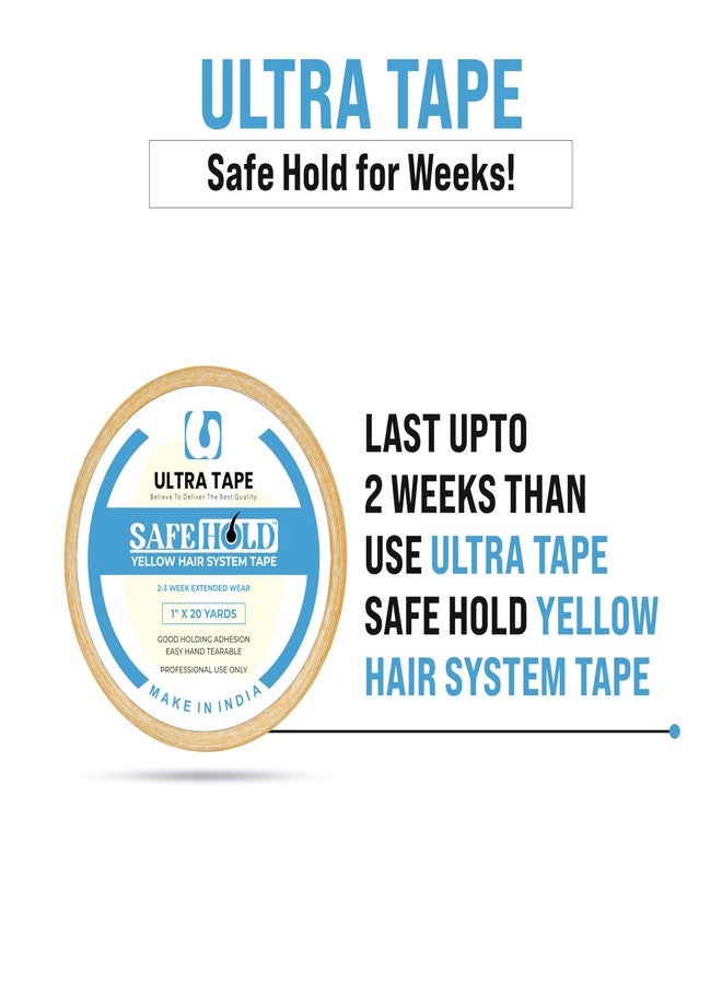 SAFEHOLD Hair Patch Yellow Tape | Ultra Hold Double-Sided Waterproof Tape for Wigs and Hair Patches | Cotton-Cloth Adhesive with Maximum Hold up to 2 Weeks | 1 Inch x 20 Yards - Image 3
