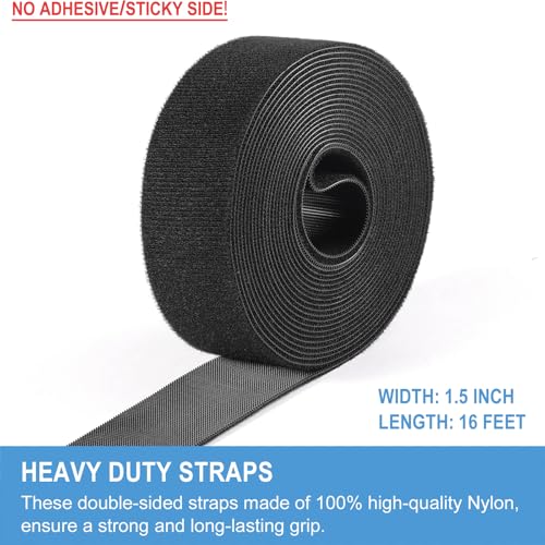 QTBLY 1.5in x 16ft | Hook and Loop Straps Heavy Duty | Double Sided Self-Gripping Strips | Reusable Multi-Purpose Wrap Roll for Home, Office, Data Center, and More - Image 2