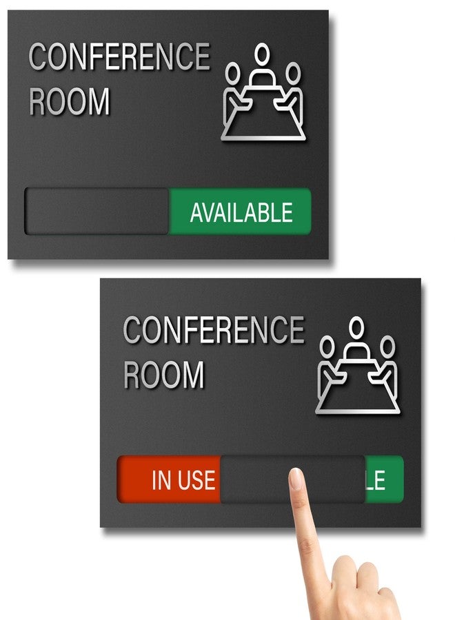 EliteSign Conference Room Sign - In A Meeting Sign for Office Door, Do Not Disturb, In Use/Available Slider Indicator for Office Tell Whether Meeting Room is In Session - Image 1