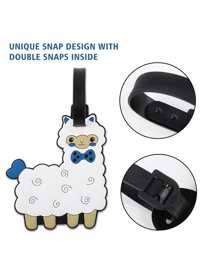 Colorful & Funny Luggage Tags for Suitcases - 4PCS Waterproof Silicone ID Tags with Name Card, Multicolor Band Loop Identification Tags (Llama Design) for Men and Women.  - Image 5