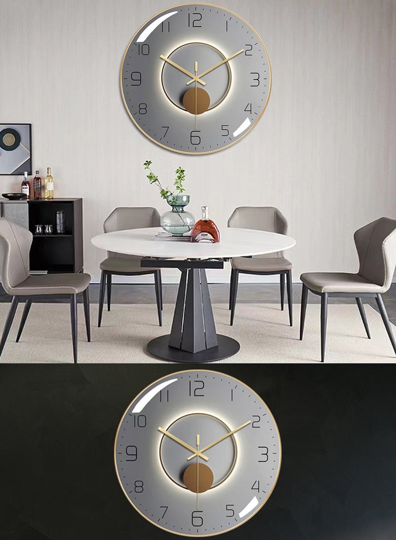 Qiccijoo Wall Clock,3D Curved Glass Large Wall Clock,12-inch Silent Non-Ticking Round Classroom Clock, Battery Operated Easy to Read Decorative Wall Clocks,Stylish Kitchen Wall Clock(Grey) - Image 3