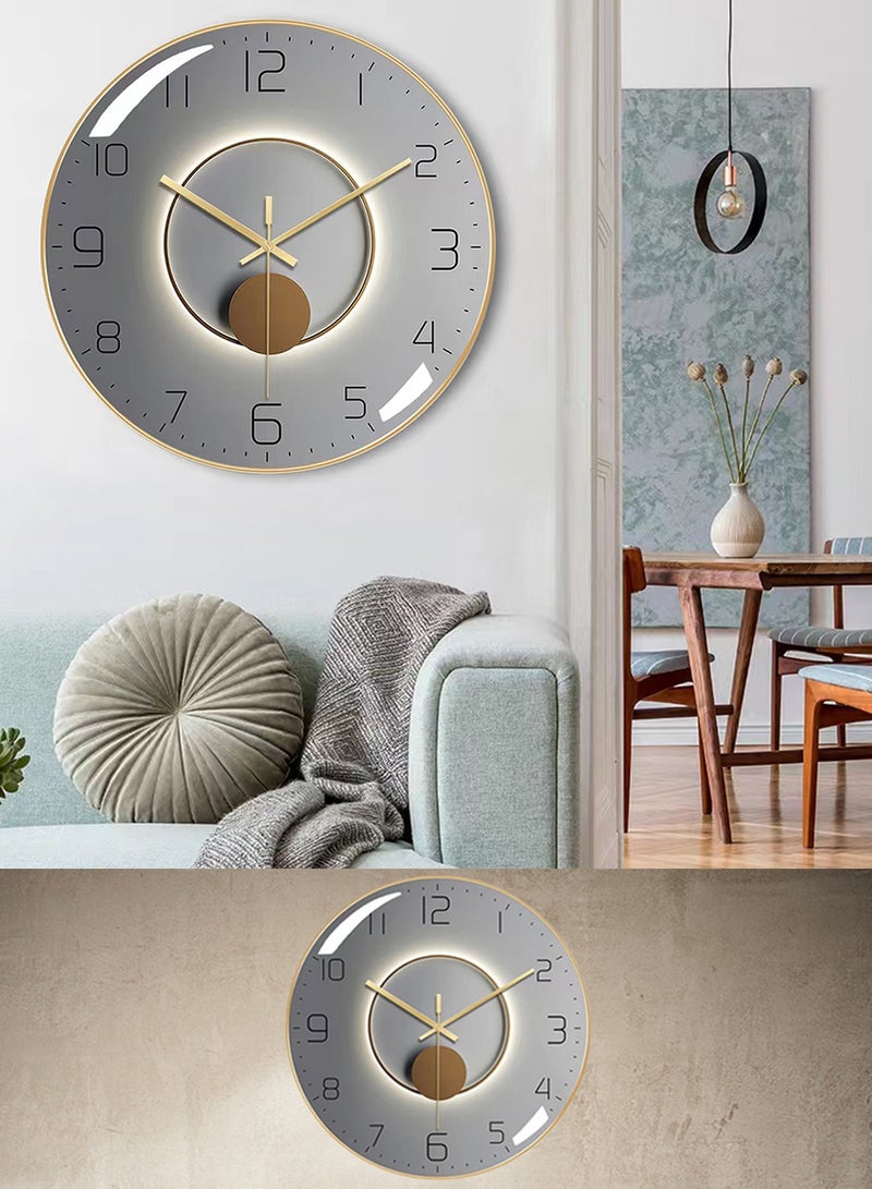 Qiccijoo Wall Clock,3D Curved Glass Large Wall Clock,12-inch Silent Non-Ticking Round Classroom Clock, Battery Operated Easy to Read Decorative Wall Clocks,Stylish Kitchen Wall Clock(Grey) - Image 4