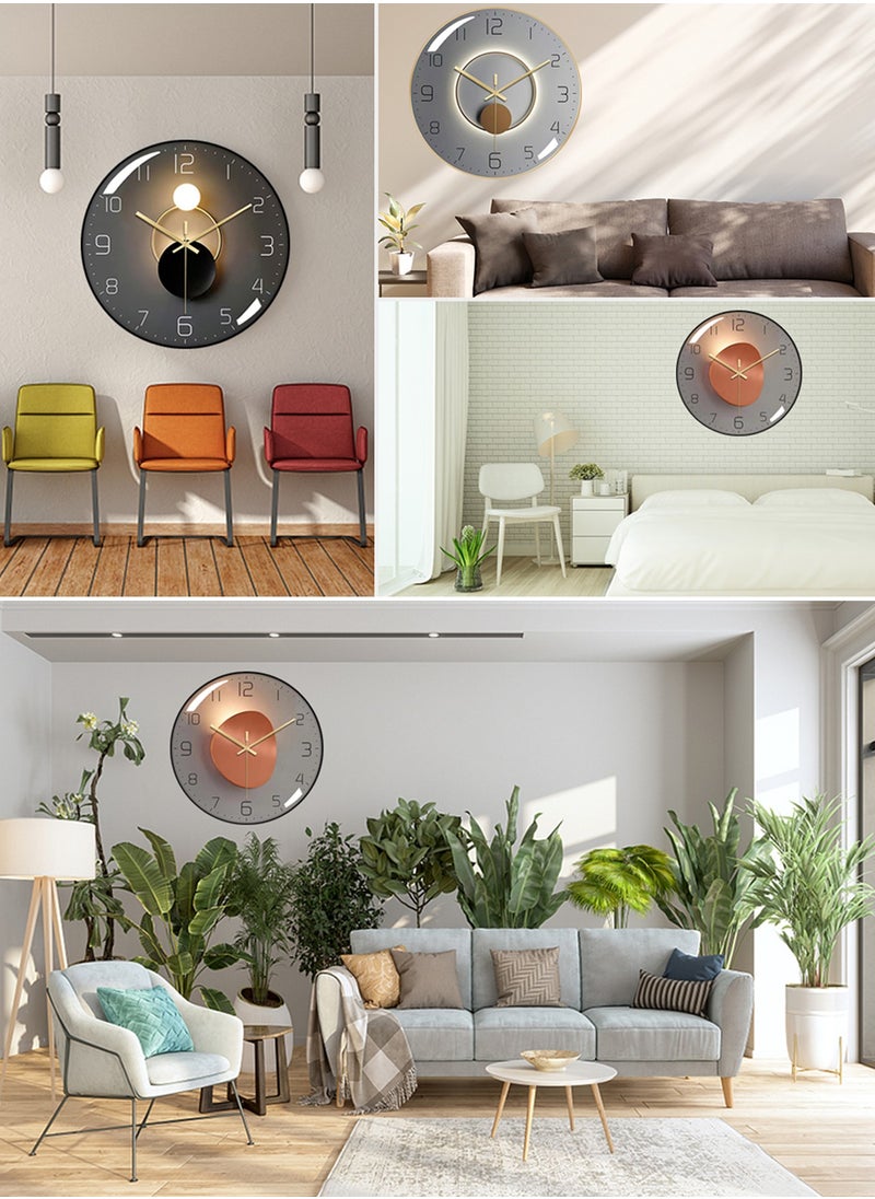 Qiccijoo - Qiccijoo Wall Clock,3D Curved Glass Large Wall Clock,12-inch Silent Non-Ticking Round Classroom Clock, Battery Operated Easy to Read Decorative Wall Clocks,Stylish Kitchen Wall Clock(Grey) - Image 1