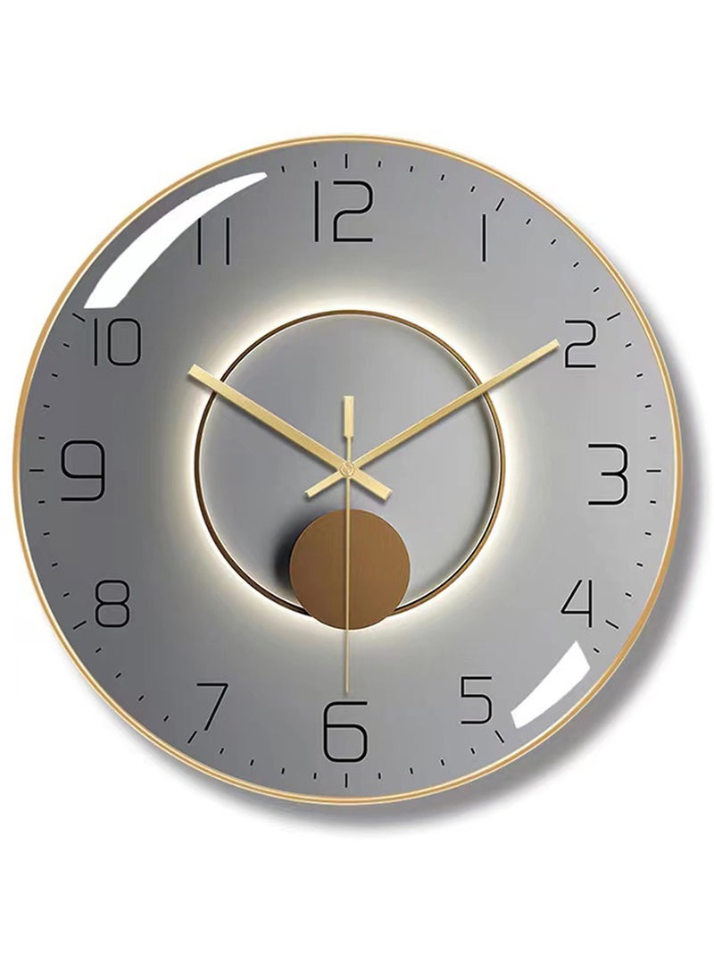 Qiccijoo - Qiccijoo Wall Clock,3D Curved Glass Large Wall Clock,12-inch Silent Non-Ticking Round Classroom Clock, Battery Operated Easy to Read Decorative Wall Clocks,Stylish Kitchen Wall Clock(Grey) - Image 1