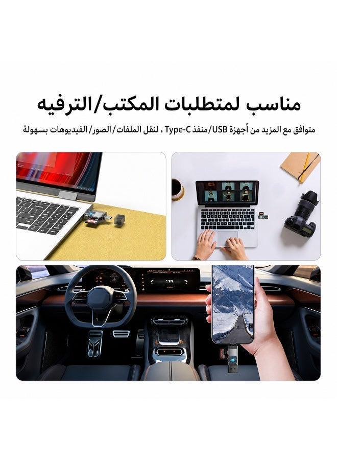 قرّاء بطاقات SD/TF ذات واجهتين شفافتان، USB-A وType-C، قارئ بطاقة الذاكرة عالي السرعة 2 في 1 لجهاز الكمبيوتر المحمول والهاتف والكاميرا - Image 3
