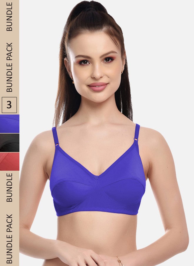 FIMS Women Pack of 3 Non Padded Cotton Bra - Image 1