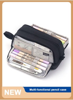 Big Capacity Pencil Case Canvas High Large Storage Pouch Marker Pen Case Simple Stationery Bag School College Office Organizer for Teens Girls Adults Student