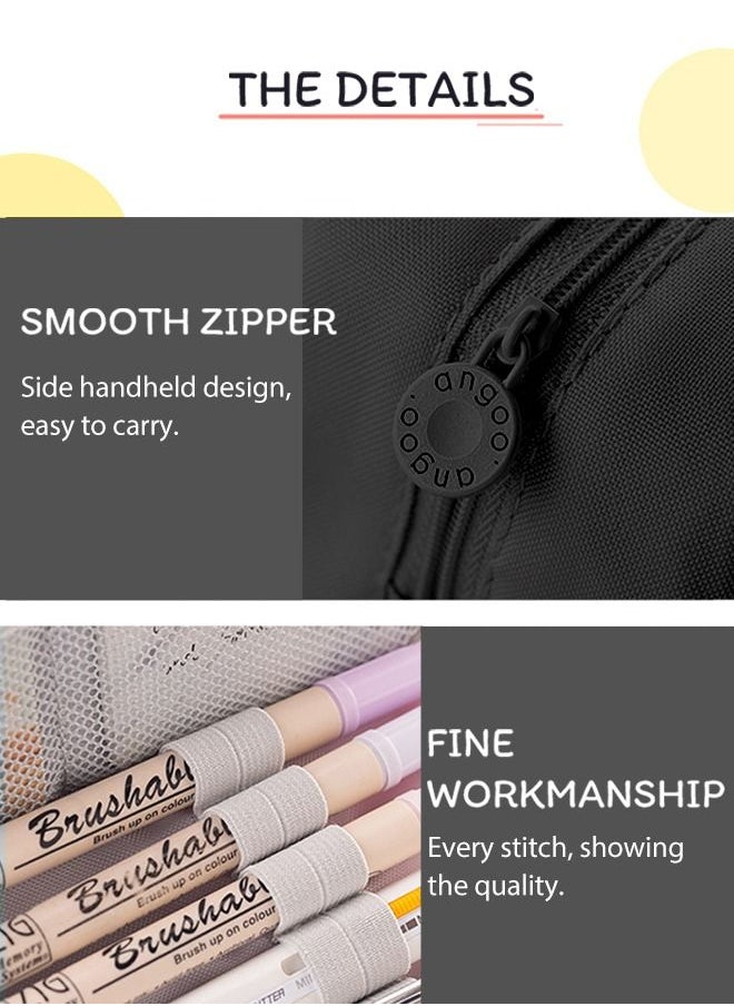 ANGOO - Big Capacity Pencil Case Canvas High Large Storage Pouch Marker Pen Case Simple Stationery Bag School College Office Organizer for Teens Girls Adults Student - Image 1