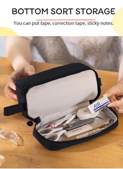 ANGOO Big Capacity Pencil Case Canvas High Large Storage Pouch Marker Pen Case Simple Stationery Bag School College Office Organizer for Teens Girls Adults Student  - Image 5