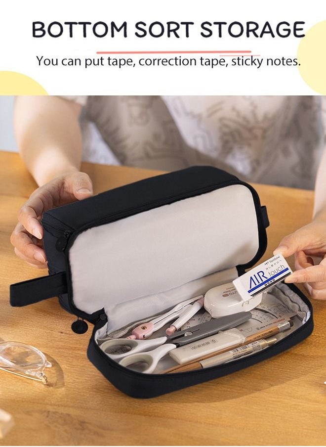 ANGOO - Big Capacity Pencil Case Canvas High Large Storage Pouch Marker Pen Case Simple Stationery Bag School College Office Organizer for Teens Girls Adults Student - Image 1