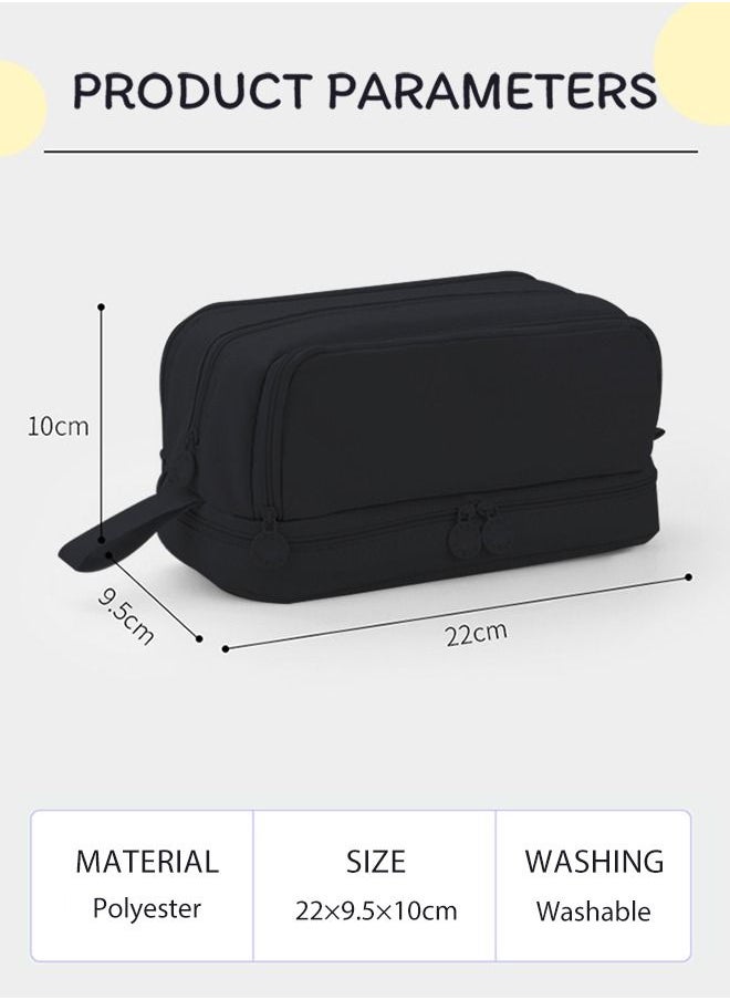 ANGOO - Big Capacity Pencil Case Canvas High Large Storage Pouch Marker Pen Case Simple Stationery Bag School College Office Organizer for Teens Girls Adults Student - Image 1