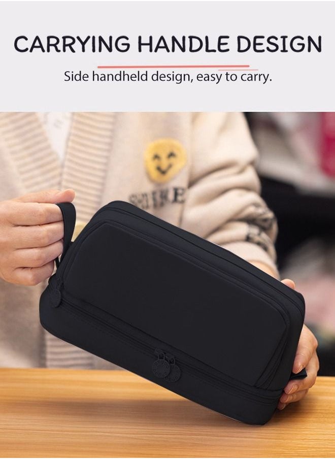 ANGOO - Big Capacity Pencil Case Canvas High Large Storage Pouch Marker Pen Case Simple Stationery Bag School College Office Organizer for Teens Girls Adults Student - Image 1
