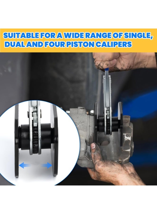Brake Caliper Compression Tools,Universal Brake Caliper Press Tool Kit,360° Ratchet Piston Compressors with Hooks and Steel Plates for Single/Twin/Quad Piston Disc Brake Repair (Blue) - Image 4