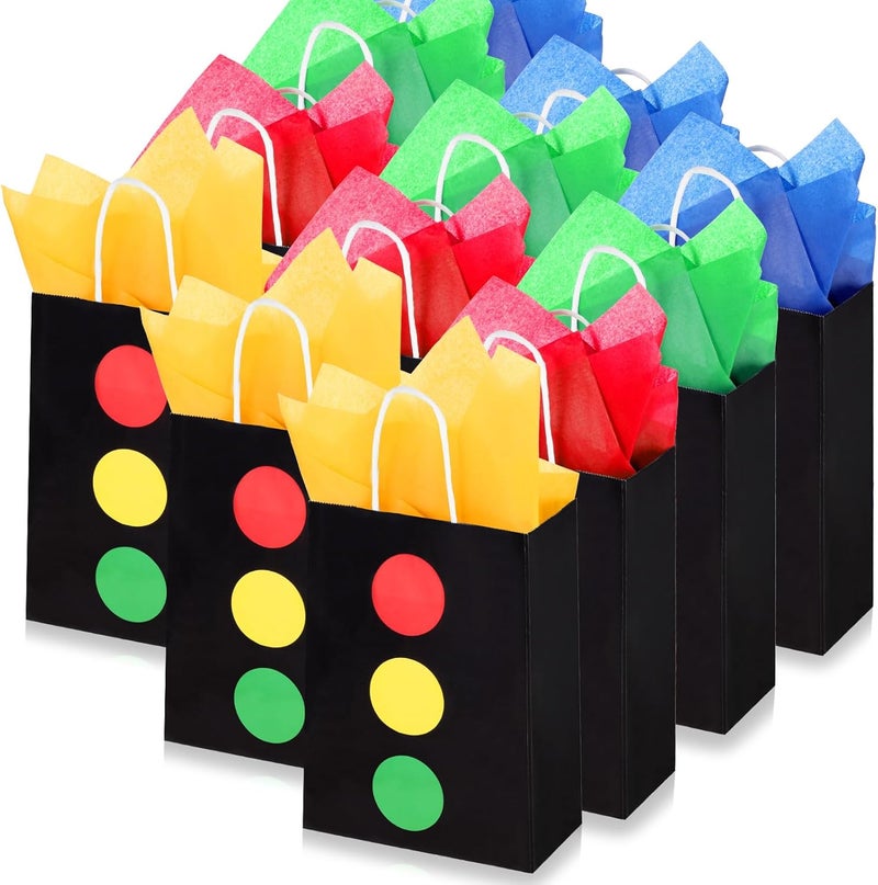Glenmal 16 Pack Racing Car Gift Bags with Tissue Paper Bulk 83 x 59 x 31 Party Favor Bags with Handles Party Gift Goody Treat Candy Boxes for Racing Car Party FavorsTraffic Lights - Image 1
