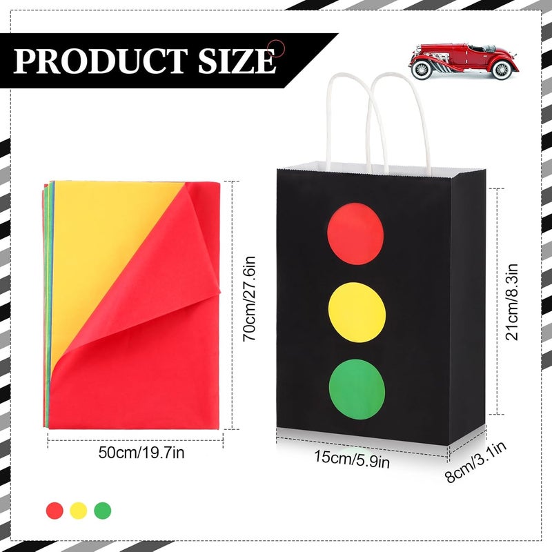 Glenmal 16 Pack Racing Car Gift Bags with Tissue Paper Bulk 83 x 59 x 31 Party Favor Bags with Handles Party Gift Goody Treat Candy Boxes for Racing Car Party FavorsTraffic Lights - Image 2