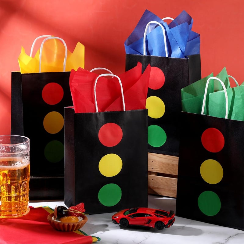 Glenmal 16 Pack Racing Car Gift Bags with Tissue Paper Bulk 83 x 59 x 31 Party Favor Bags with Handles Party Gift Goody Treat Candy Boxes for Racing Car Party FavorsTraffic Lights - Image 5