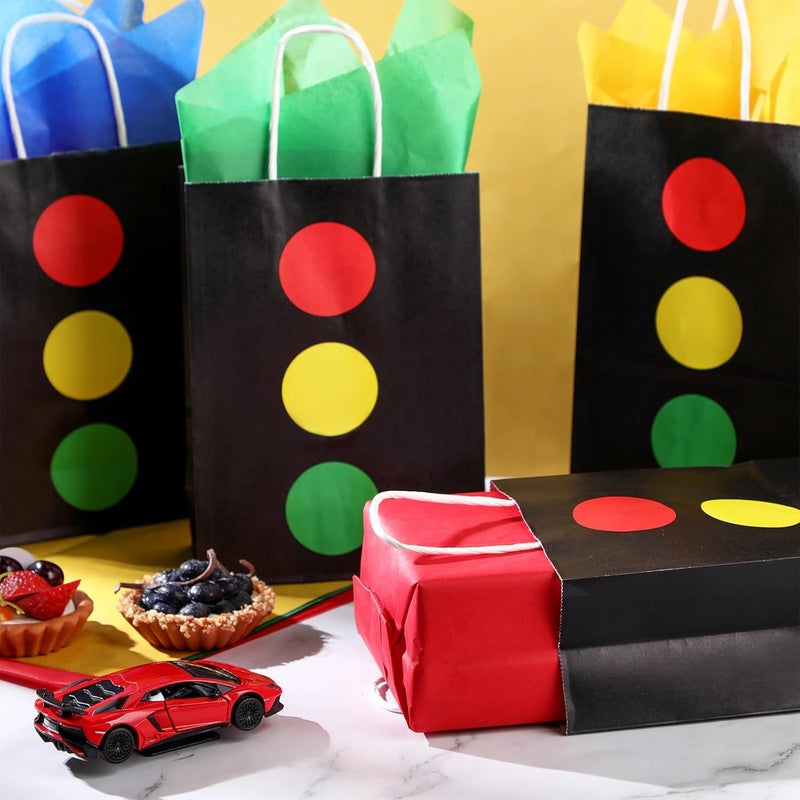 Glenmal 16 Pack Racing Car Gift Bags with Tissue Paper Bulk 83 x 59 x 31 Party Favor Bags with Handles Party Gift Goody Treat Candy Boxes for Racing Car Party FavorsTraffic Lights - Image 4