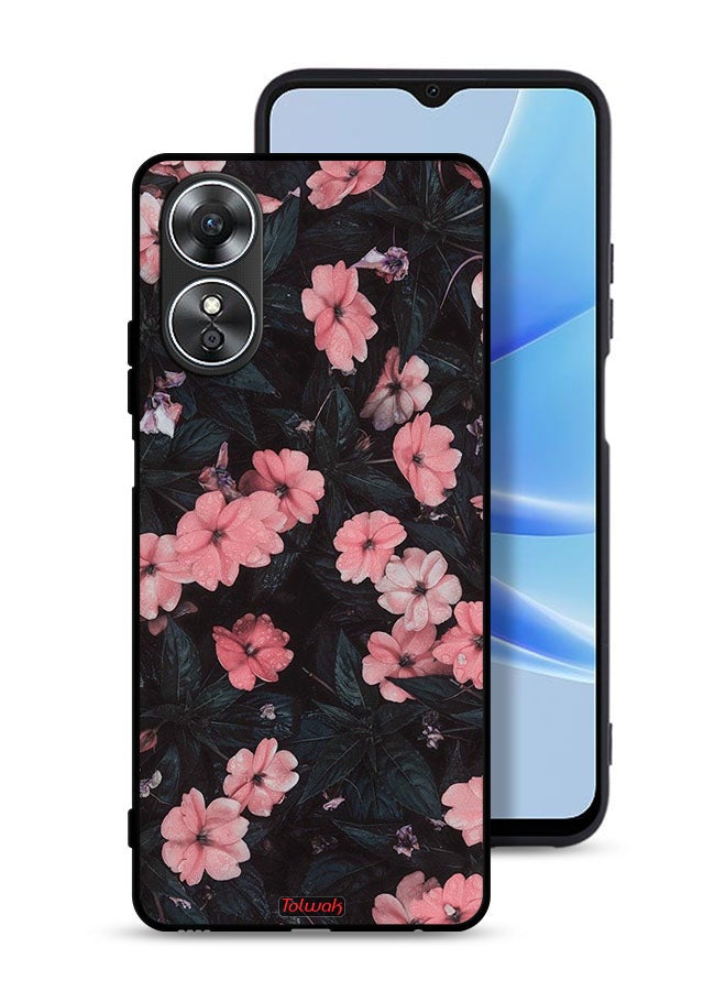 Tolwak Oppo A17 Protective Case Cover Peach Small Roses - Image 1