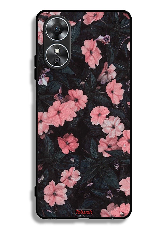 Tolwak Oppo A17 Protective Case Cover Peach Small Roses - Image 2