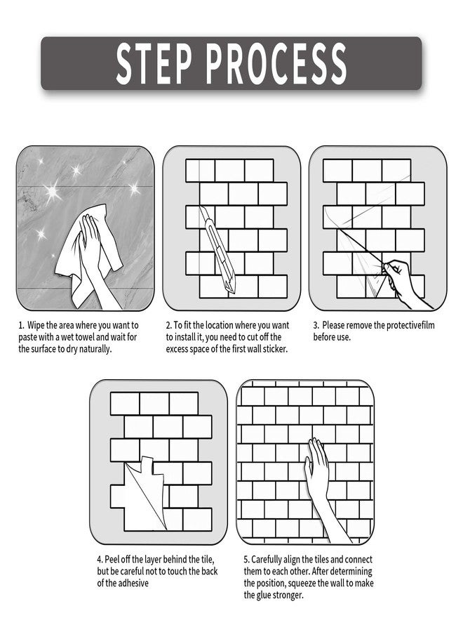 BSABSAQAA 10 Sheets Peel and Stick Backsplash for Kitchen 12"X12" Renter Friendly Backsplash Back Splash Adhesive Subway Wall for Bathroom Tile Sticker Off-White Marble - Image 3
