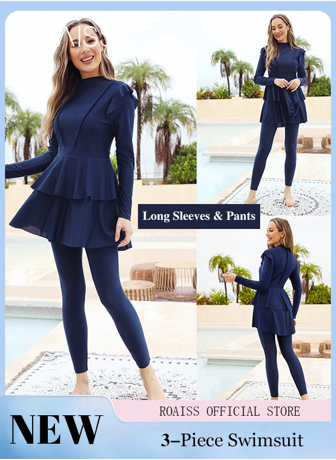 roaiss - 3-Piece Set Women Split Swimsuit Women Long-Sleeved Sun Protection Beach Wear Surf Wear - Image 1