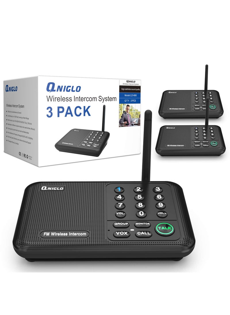 QNIGLO Intercoms Wireless for Home, 5280 Feet Long Range Wireless Intercom System for House, 10 Channels Intercoms System for Business, Room to Room Intercom System with Monitor for Elderly  - Image 1