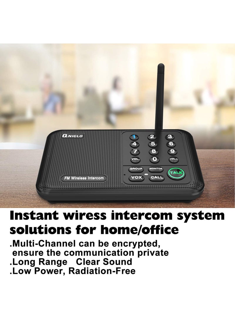 QNIGLO Intercoms Wireless for Home, 5280 Feet Long Range Wireless Intercom System for House, 10 Channels Intercoms System for Business, Room to Room Intercom System with Monitor for Elderly  - Image 2