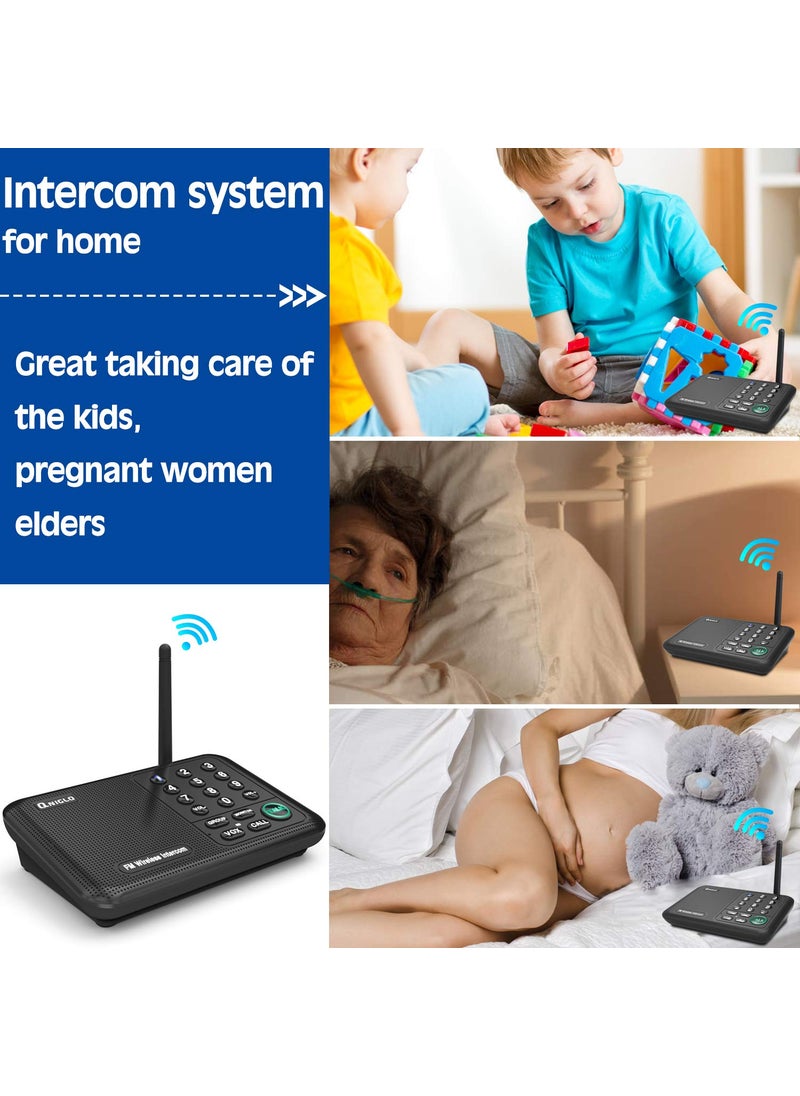 QNIGLO Intercoms Wireless for Home, 5280 Feet Long Range Wireless Intercom System for House, 10 Channels Intercoms System for Business, Room to Room Intercom System with Monitor for Elderly  - Image 3