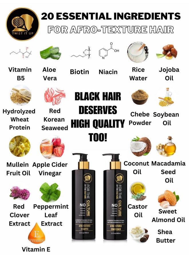 Twist it Up Curly Hair Shampoo & Conditioner Set With 20 Natural Ingredients Sulfate Free Shampoo & Conditioner Set For Curly Hair Or Afrotextured Hair Wavy Hair Shampoo & Conditioner By Twist It Up - Image 2