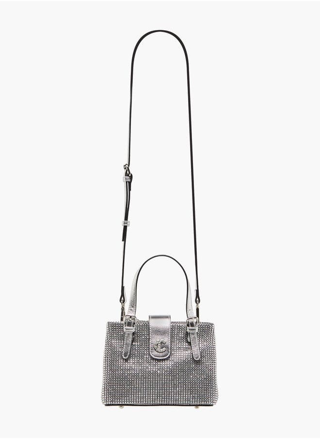 Le Confort Women Embellished Tote Bag with Zip Closure and Detachable Strap  - Image 3