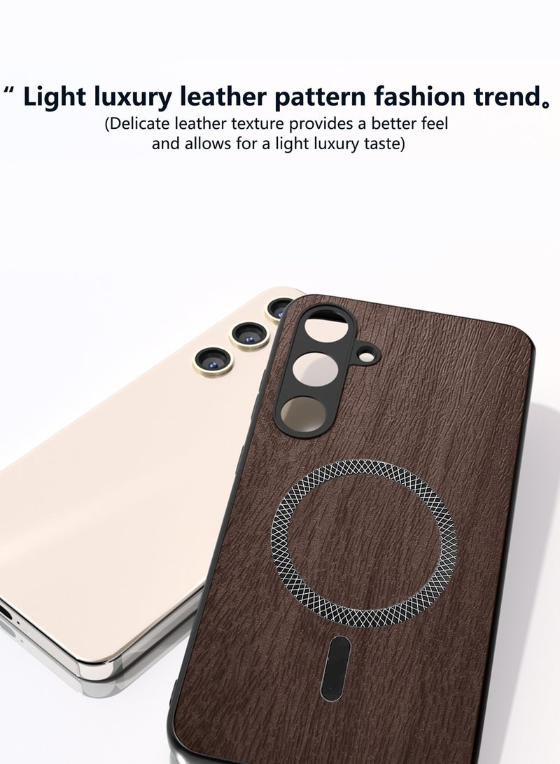 دبليو تيك غطاء خلفي قوي مضاد للصدمات مع مغناطيس Magsafe مصنوع من الخشب لجهاز Samsung Galaxy S25 FE 5G 2025 بنقشة خشب الجوز (MCMPMN) - Image 2