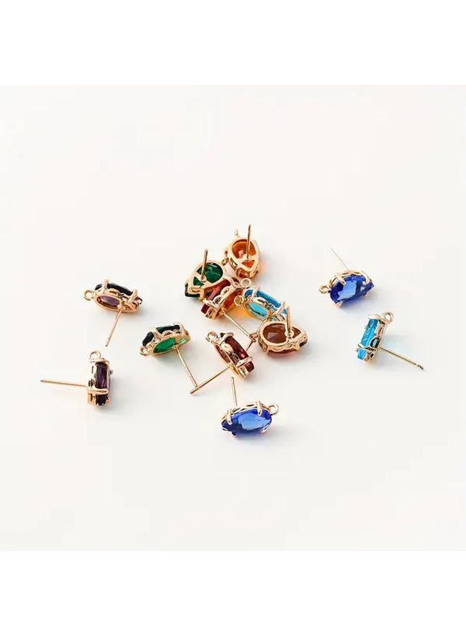 4pcs 18k Golden Plated Light Blue Brass Zirconia Oval Earring Hooks Durable Fashion Findings For Womens Jewelry Making Crafting Elegant Earrings - Image 3